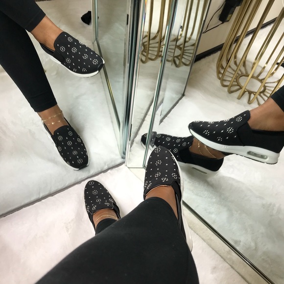 Slip On Embellished Sneakers in Black - Picture 5 of 8